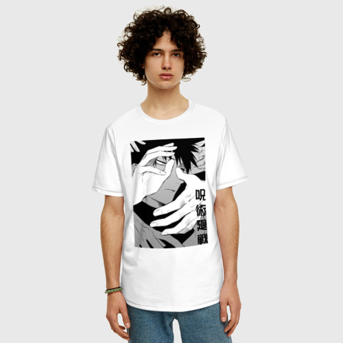 Мужская футболка хлопок Oversize Магическая битва, цвет белый - фото 3