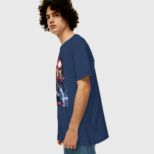 Мужская футболка хлопок Oversize Магическая битва, цвет темно-синий - фото 5