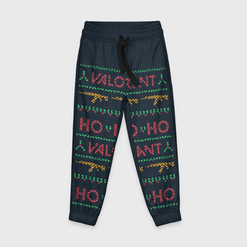 Детские брюки 3D с принтом Valorant новогодний, вид спереди #2