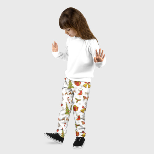 Детские брюки 3D Новогодний фон, цвет 3D печать - фото 3
