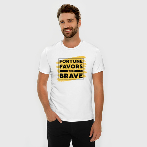 Мужская футболка хлопок Slim Fortune favors the brave, цвет белый - фото 3