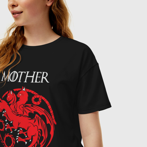 Женская футболка хлопок Oversize Мать Котов, цвет черный - фото 3