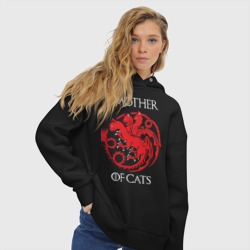 Женское худи Oversize хлопок Мать Котов - треглавый дракон - фото 2