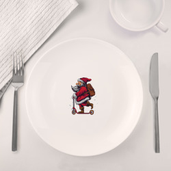 Набор: тарелка + кружка Санта на самокате - фото 2