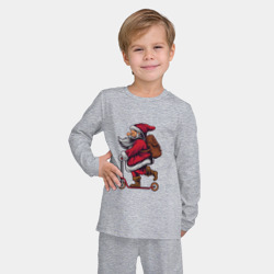 Детская пижама с лонгсливом хлопок Санта на самокате - фото 2
