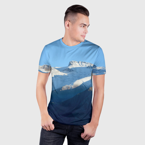 Мужская футболка 3D Slim Снежные горы, цвет 3D печать - фото 3