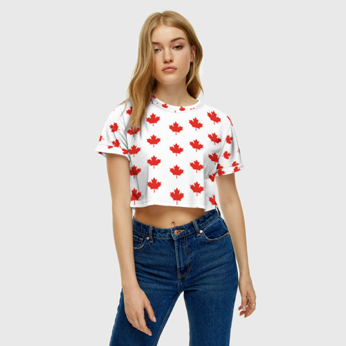 Женская футболка Crop-top 3D Клиновый лист, цвет 3D печать - фото 4