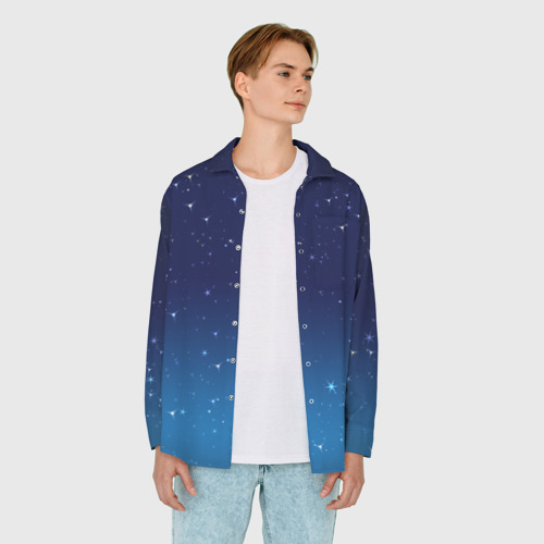 Мужская рубашка oversize 3D с принтом Звездное небо, вид сбоку #3
