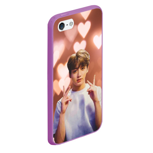 Чехол для iPhone 5/5S матовый Jungkook BTS, цвет фиолетовый - фото 3