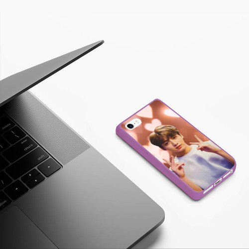 Чехол для iPhone 5/5S матовый Jungkook BTS, цвет фиолетовый - фото 5