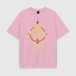 Женская футболка Oversize хлопок texturе Divinity на спине