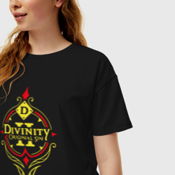 Женская футболка хлопок Oversize Divinity на спине - фото 2