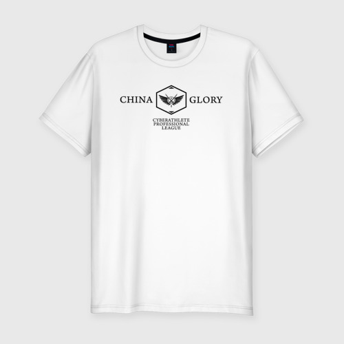 Мужская приталенная футболка из хлопка с принтом China Glory game, вид спереди №1