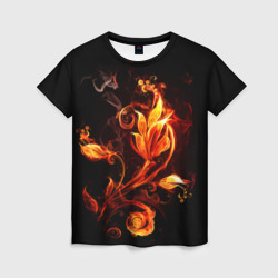 Женская футболка 3D Огненный цветок