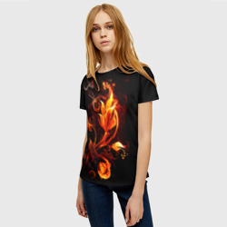 Женская футболка 3D Огненный цветок - фото 2