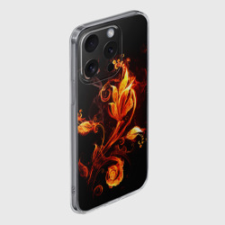 Чехол для iPhone 15 Pro силиконовый с защитой камеры Огненный цветок - фото 2