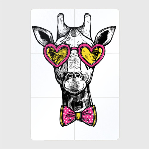 Магнитный плакат 2Х3 Жираф хипстер в очках в форме сердца