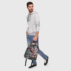 Рюкзак с принтом Street graffiti для любого человека, вид спереди №5. Цвет основы: белый