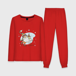 Женская пижама с лонгсливом хлопок Рождественский гном