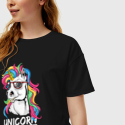 Женская футболка хлопок Oversize Unicorn hipster - фото 2