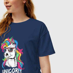 Женская футболка хлопок Oversize Unicorn hipster - фото 2