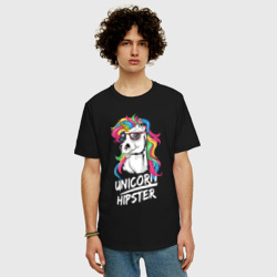 Мужская футболка хлопок Oversize Unicorn hipster - фото 2