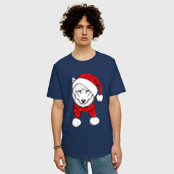 Мужская футболка хлопок Oversize Новогодний волчара - фото 2