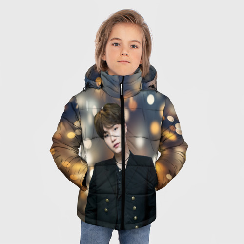 Зимняя куртка для мальчиков 3D с принтом MIN YOONGI, фото на моделе #1