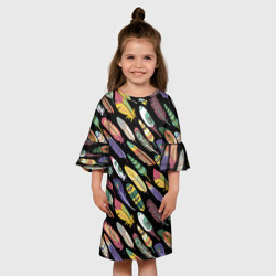 Детское платье 3D Цветные перья - паттерн - фото 2