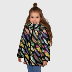 Зимняя куртка для девочек 3D Цветные перья - паттерн - фото 2