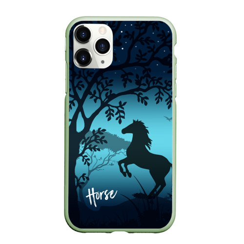 Чехол для iPhone 11 Pro матовый Конь, цвет салатовый