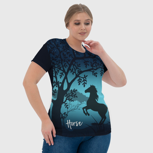 Женская футболка 3D с принтом Конь, фото #4