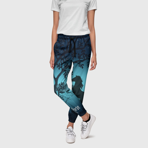 Женские брюки 3D с принтом Конь, фото на моделе #1