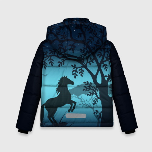 Зимняя куртка для мальчиков 3D с принтом Конь, вид сзади #1