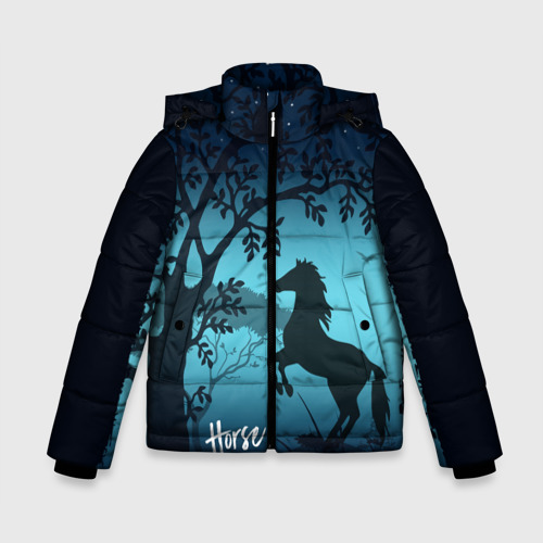 Зимняя куртка для мальчиков 3D с принтом Конь, вид спереди #2