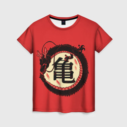 Женская футболка 3D Иероглифы Китайский Дракон