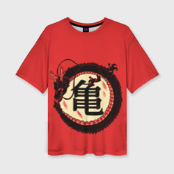 Женская футболка oversize 3D Иероглифы Китайский Дракон