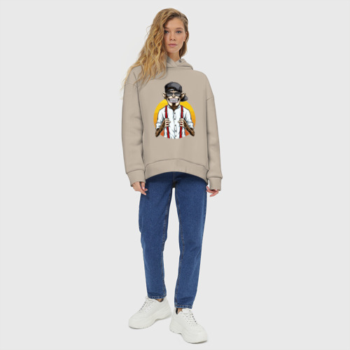 Женское худи Oversize хлопок Monkey hipster, цвет миндальный - фото 6