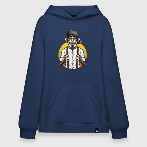 Худи SuperOversize хлопок Monkey hipster, цвет темно-синий