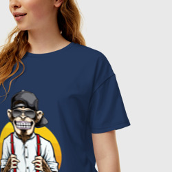 Женская футболка хлопок Oversize Monkey hipster - фото 2