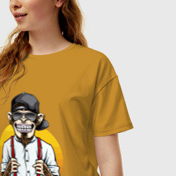 Женская футболка хлопок Oversize Monkey hipster - фото 2