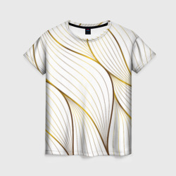 Женская футболка 3D Белые и золотые волны