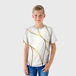 Детская футболка 3D Белые и золотые волны - фото 2