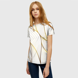 Женская футболка 3D Белые и золотые волны - фото 2
