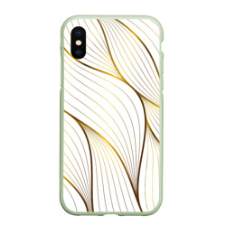 Чехол для iPhone XS Max матовый Белые и золотые волны