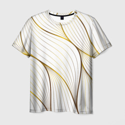 Мужская футболка 3D Белые и золотые волны