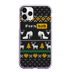 Чехол для iPhone 11 Pro Max матовый Pornhub свитер с оленями