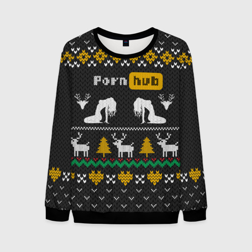 Мужской свитшот 3D Pornhub свитер с оленями, цвет черный