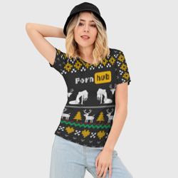 Женская футболка 3D Slim Pornhub свитер с оленями - фото 2