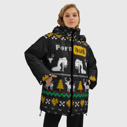 Женская зимняя куртка Oversize Pornhub свитер с оленями - фото 2